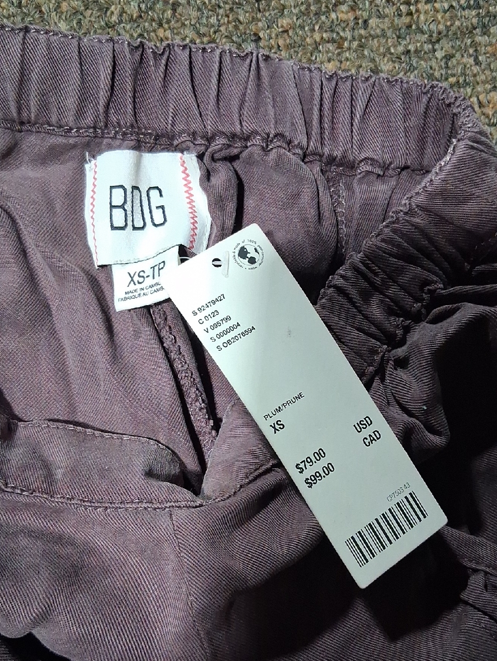 BDG Em 100% Lyocell Pocket Pant - Prune/Plum XS. New - Picture 7 of 10